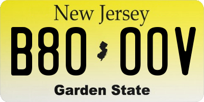 NJ license plate B80OOV