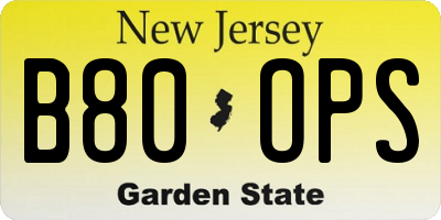 NJ license plate B80OPS