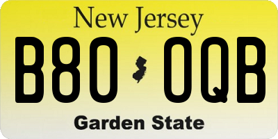 NJ license plate B80OQB