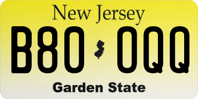 NJ license plate B80OQQ
