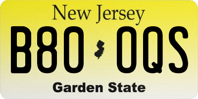 NJ license plate B80OQS