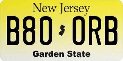 NJ license plate B80ORB