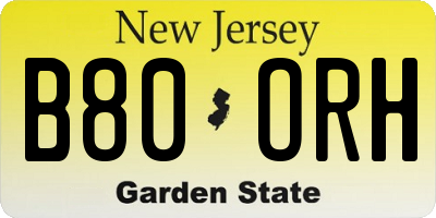 NJ license plate B80ORH