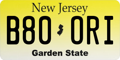 NJ license plate B80ORI