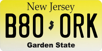 NJ license plate B80ORK