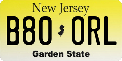 NJ license plate B80ORL