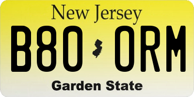 NJ license plate B80ORM