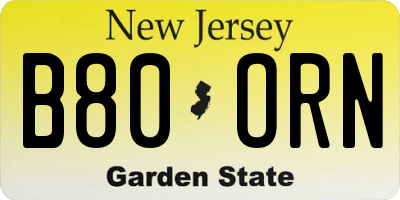 NJ license plate B80ORN