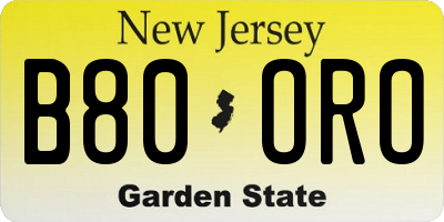 NJ license plate B80ORO