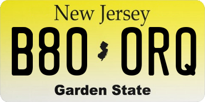 NJ license plate B80ORQ
