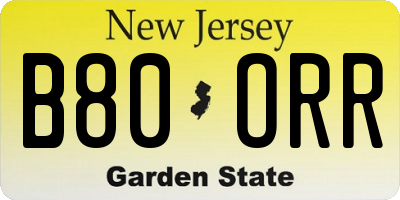 NJ license plate B80ORR