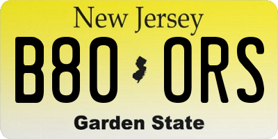 NJ license plate B80ORS