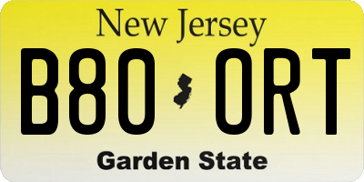 NJ license plate B80ORT