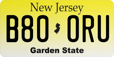 NJ license plate B80ORU