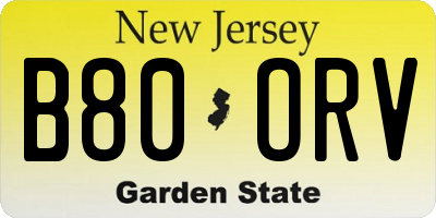 NJ license plate B80ORV