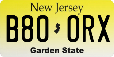 NJ license plate B80ORX