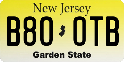 NJ license plate B80OTB