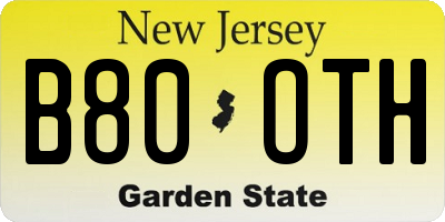 NJ license plate B80OTH