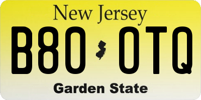 NJ license plate B80OTQ