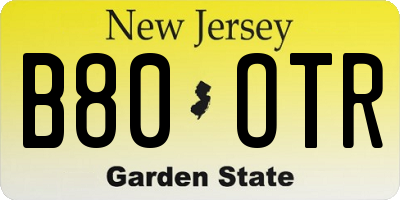 NJ license plate B80OTR