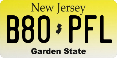 NJ license plate B80PFL