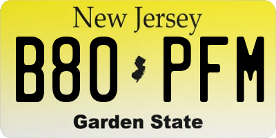 NJ license plate B80PFM
