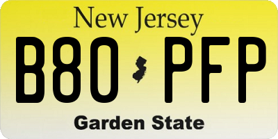 NJ license plate B80PFP