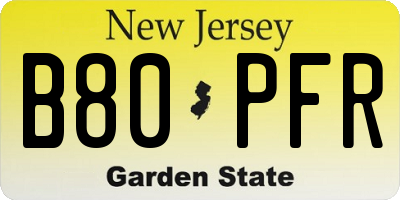 NJ license plate B80PFR