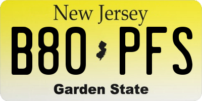 NJ license plate B80PFS