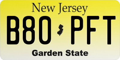 NJ license plate B80PFT