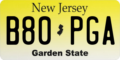 NJ license plate B80PGA