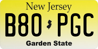 NJ license plate B80PGC