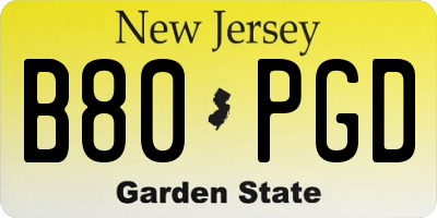 NJ license plate B80PGD