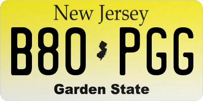 NJ license plate B80PGG