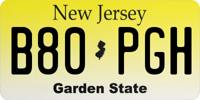 NJ license plate B80PGH