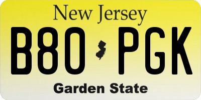 NJ license plate B80PGK