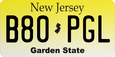 NJ license plate B80PGL