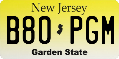 NJ license plate B80PGM