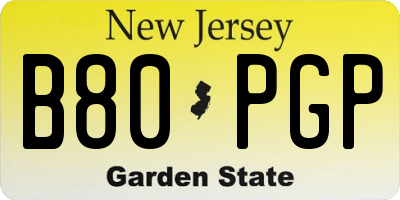 NJ license plate B80PGP