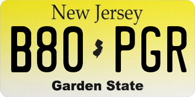 NJ license plate B80PGR