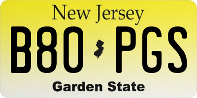 NJ license plate B80PGS