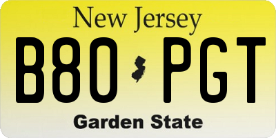 NJ license plate B80PGT