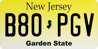 NJ license plate B80PGV