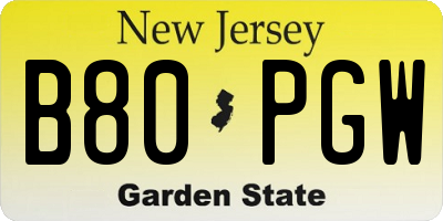 NJ license plate B80PGW