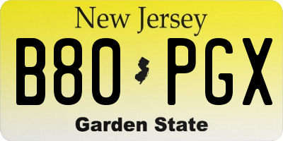 NJ license plate B80PGX