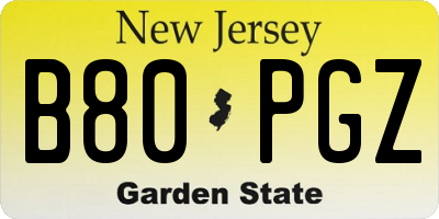 NJ license plate B80PGZ