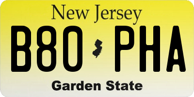 NJ license plate B80PHA