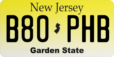 NJ license plate B80PHB