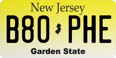 NJ license plate B80PHE
