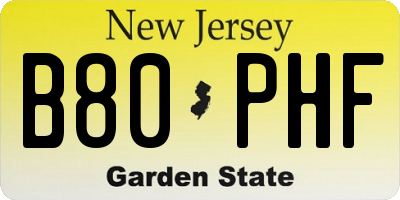 NJ license plate B80PHF